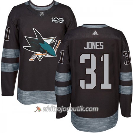 Män Ishockey San Jose Sharks Tröja Martin Jones 31 1917-2017 100th Anniversary Adidas Svart Authentic Män Ishockey San Jose Sharks Tröja Martin Jones 31 1917-2017 100th Anniversary Adidas Svart Authentic